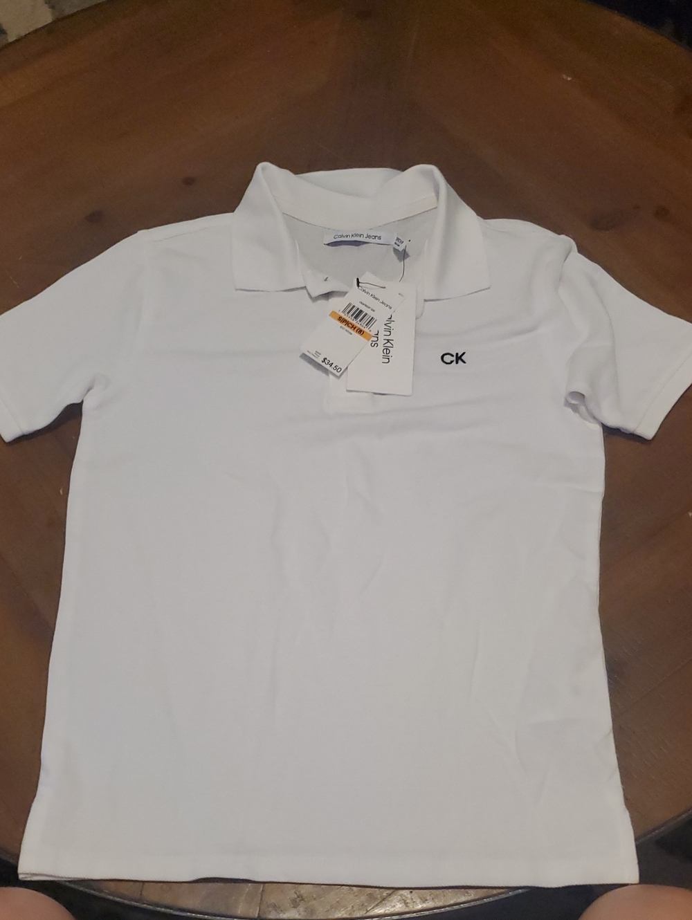Calvin Klein White Kids Polo with CK Chest Logo